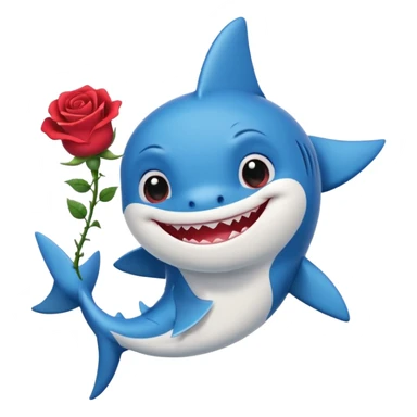 Baby shark with a rose tattoo sticker
