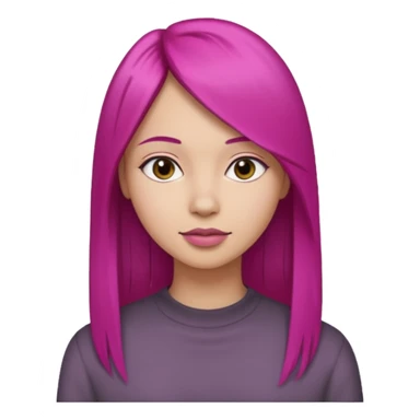 fuchsia charcoal color dyed straight hair on a woman emoji 👩🏼 sticker