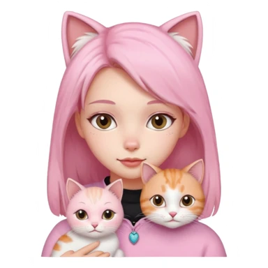 Девочка с кошкой в розовом sticker