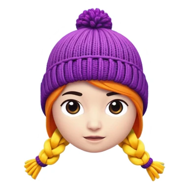 A 3D cartoon knitted wool beanie hat with visible yarn loops, vibrant color, soft lighting, Memoji-style rendering. sticker