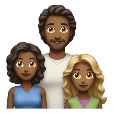 white brown hair man with ebony woman and two kids male and female sticker