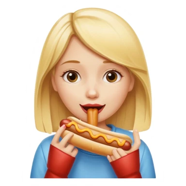 blonde girl eating a hotdog  sticker