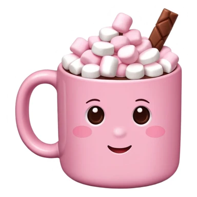 Hot chocolate in pink mug with marshmallows  sticker