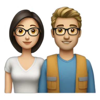 Caucasian-couple-with-dark-hair-woman-with-glasses sticker