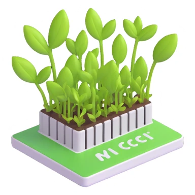emoji of a computer chip sprouting plants blending technology and natural resources sticker