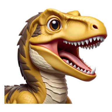 Cinematic Cute Yawning jurassic park Velociraptor Portrait Emoji, Head tilted slightly with a dramatic, wide-open yawn, showcasing a lean, powerful body with a relaxed snout and sleepy, half-closed eyes that hint at both ferocity and fatigue, Simplified yet irresistibly cute features, highly detailed, glowing with a soft, cozy prehistoric glow, high shine, relaxed yet expressive, stylized with a hint of whimsical ancient ease, soft glowing outline, capturing the essence of a drowsy yet endearing jurassic park Velociraptor that appears ready to stretch and yawn its way out of the screen! sticker