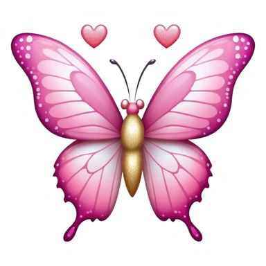 light Pink ombre butterfly with heart shaped wings and glitter  sticker