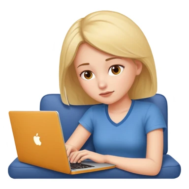 A girl is lying on the couch with a laptop, working sticker
