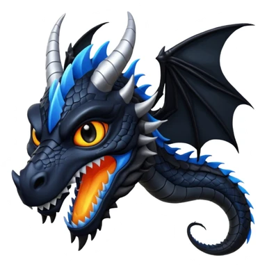 Darkstalker the NightWing dragon from Wings of Fire, black dragon with silver highlights, glowing eyes, looking wise and ancient sticker