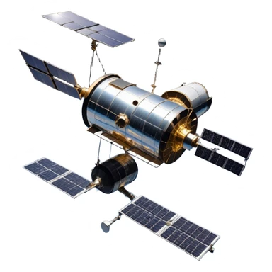 cinematic-realistic-hubble-space-telescope-emoji, an awe-inspiring, ultra-detailed depiction of the Hubble Space Telescope floating in space, its large, reflective metallic surface gleaming against the backdrop of the infinite blackness. The telescope's vast solar panels extend outwards, catching the light from distant stars, while its intricate, cylindrical body showcases advanced, precise engineering. The telescope's large, hexagonal lens is pointed towards the cosmos, surrounded by mechanical components, wires, and sensors. The detailed textures of the telescope’s metallic exterior, the shiny reflective coating, and the intricate grid-like solar panels are sharply contrasted against the void of space, with distant stars and nebulae faintly visible in the background, adding to the sense of scale and technological marvel; rendered with extreme realism and attention to detail. sticker