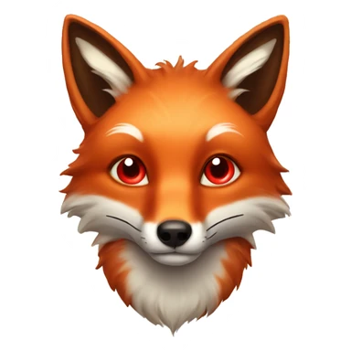 deep lush red fox face with tiny red heart instead of eyes sticker