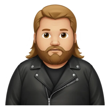Long hair obese men with beard in leather jacket sticker