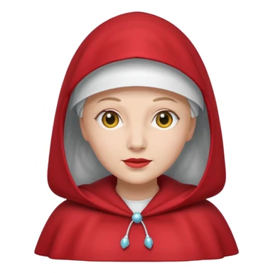 Handmaid's Tale woman in white bonnet, red cloak, simple emoji style sticker