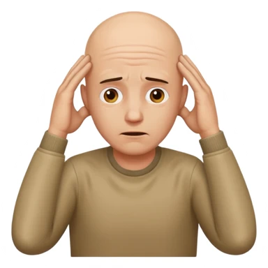bald guy with hands on head in distress  sticker