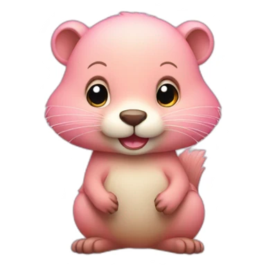 light-pink-fur-cute-beaver-with-big-tail sticker