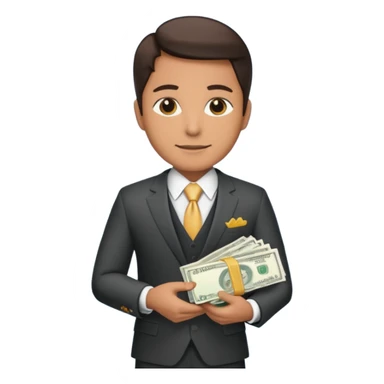 CEO with money in his hands donating to a hospital sticker