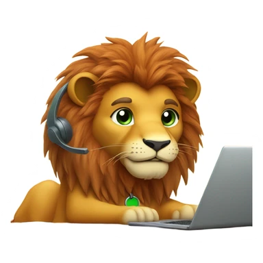 Cute Lion as call center in orange and green theme sticker