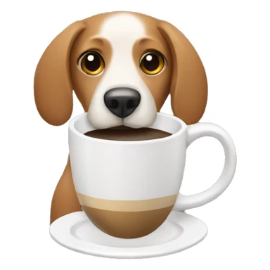 a dog drinking coffee sticker