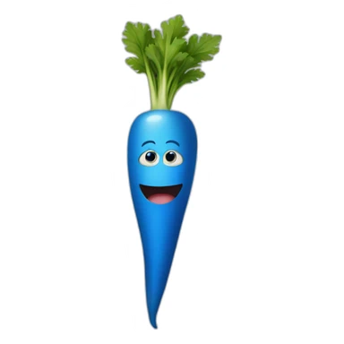 Blue carrot with eyes and mouth sticker
