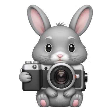 gray rabbit white camera sticker