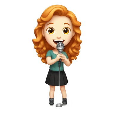 pretty GINGER girl singing holding mic sticker