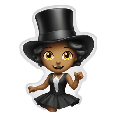 Girl dancing with top hat  sticker