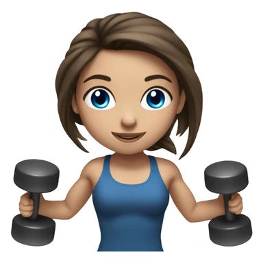 Realistic brunette girl with bright blue eyes lifting weights sticker