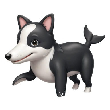 a combination of a dolphin and a boarder collie as one animal sticker