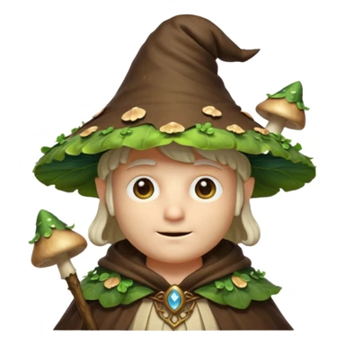 mushroom wizard portrait, head and shoulders only, glowing spores, leafy cloak collar, magical eyes, cute fantasy style, 3D cartoon, mobile game icon style, clean background, no text, no watermark

 sticker