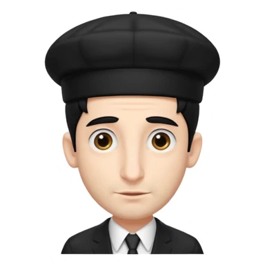 jewish man with a black kippah, black hair, very large nose, wearing a black suit with a white shirt, and has peyot hairstyle sticker