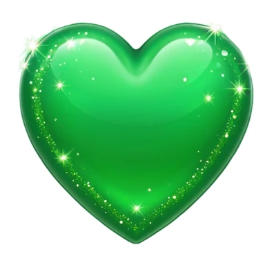 ios green heart with sparkles sticker