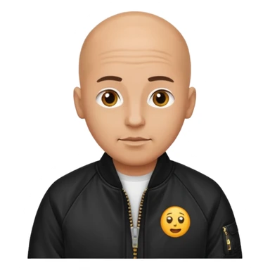 bald man in black bomber jacket sticker