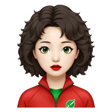 Han Mi-nyeo : Age: Late 60s
Appearance: A crazy woman with wrinkles, frizzy, messy dark brown hair and dramatic red lipstick.
Outfit: Green player tracksuit sticker