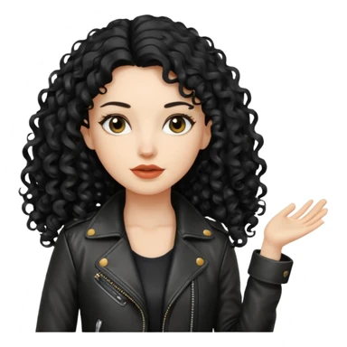 Chica blanca, con cabello negro largo y rizado, con chaqueta de cuero,arquitecta sticker