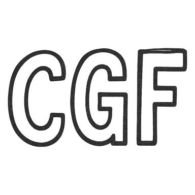 the letters CGF in bold, sans-serif font, black, centered, 128x128, transparent background sticker