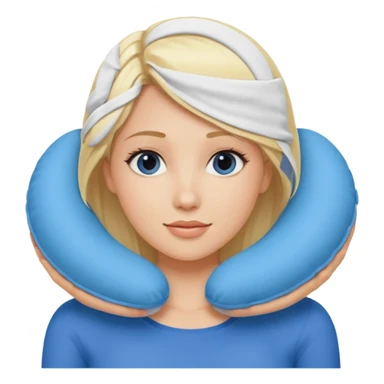blonde woman using travel pillow  sticker