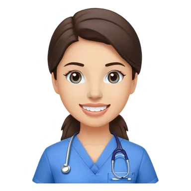 Brunette dental assistant in blue scrub  sticker