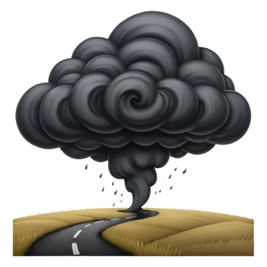 A thick dark funnel cloud sweeping across open plains. sticker