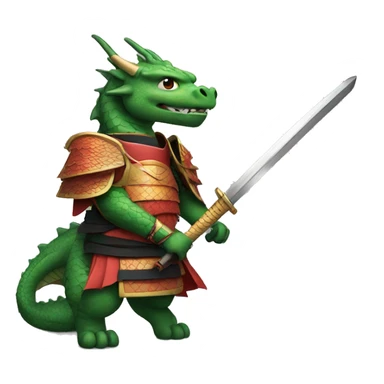 Dragon with a samurai sword And armour  sticker