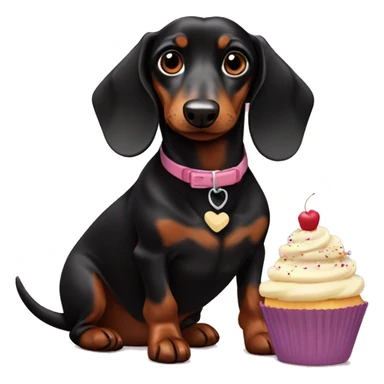 Black and brown daschund eating a cupcake  sticker
