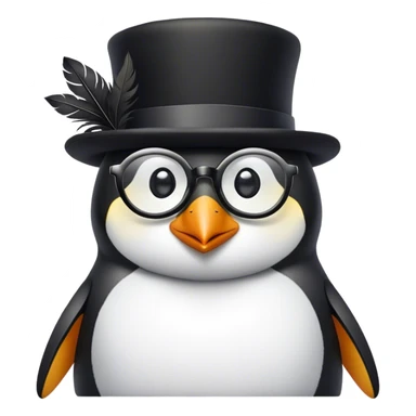 penguin with top hat and glasses sticker