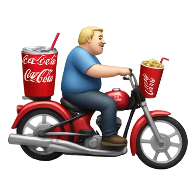 Fat white man riding a bike with a Coke sticker