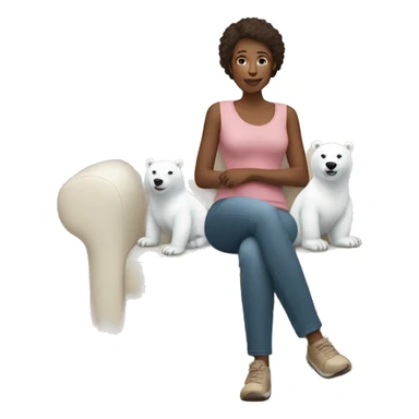 Woman sitting on a couch with polar bears  sticker
