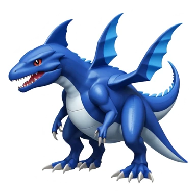 Dusky Glossy Oil-Sheen Blackened Blue Pokémon-Fakémon-Digimon-Latios-Garchomp-Creature, (full body) sticker