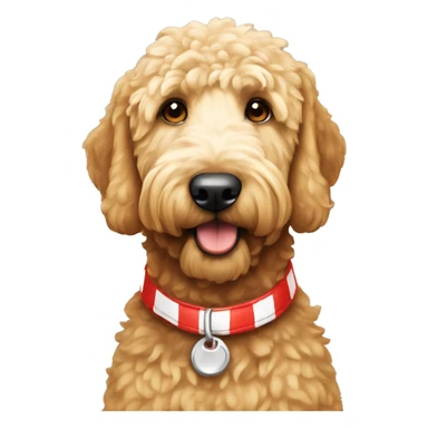  Golden doodle with red collar and white stripe on his head sticker