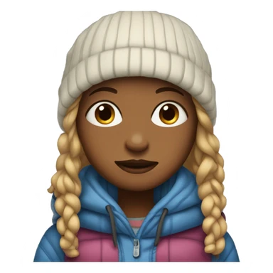 Girl with many layers of clothes at home it’s cold sticker