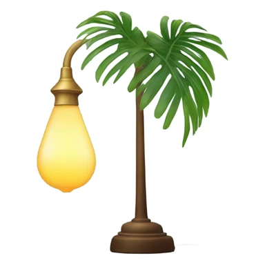 a lamp on and a palm branch sticker