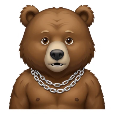Russian grizzly bear wearing a silver rapper chain sticker