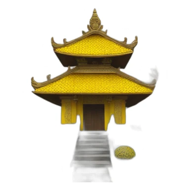 Balinese temple with yellow umbrella sticker
