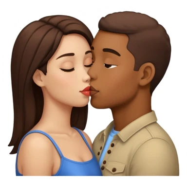 two people kissing, different skin tones sticker